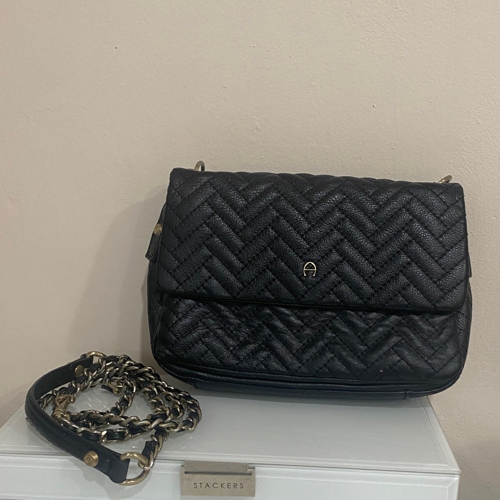 Etienne Aigner Cara Quilting Crossbody leather gold hardware